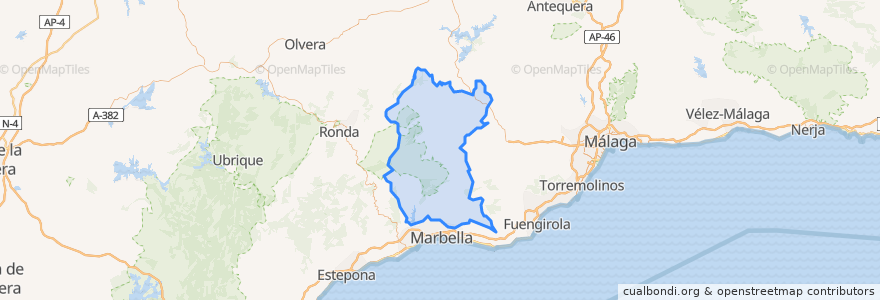 Mapa de ubicacion de Sierra de las Nieves.