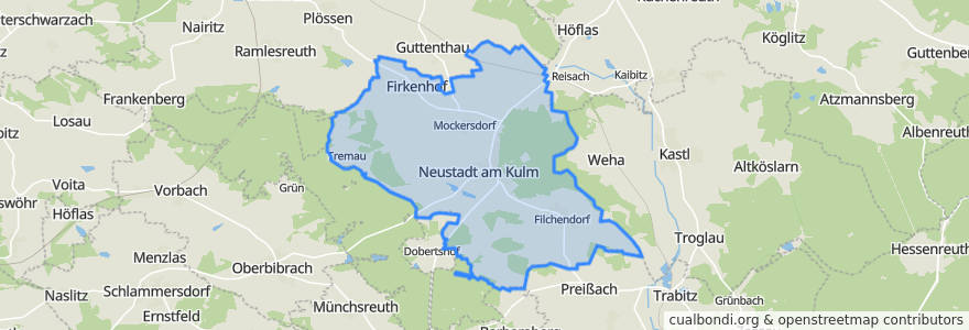 Mapa de ubicacion de Neustadt am Kulm.