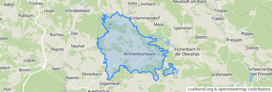 Mapa de ubicacion de Kirchenthumbach.