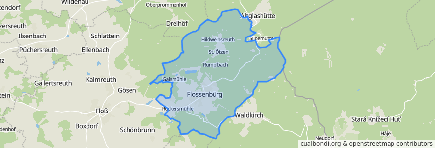 Mapa de ubicacion de Flossenbürg.