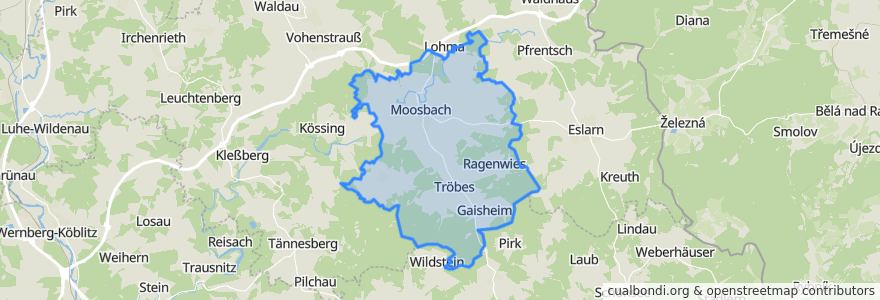 Mapa de ubicacion de Moosbach.