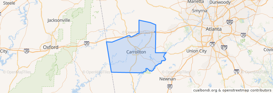 Mapa de ubicacion de Carroll County.