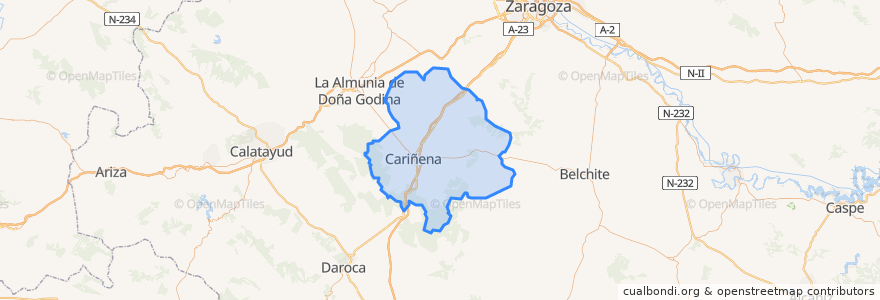 Mapa de ubicacion de Campo de Cariñena.