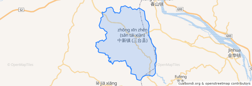 Mapa de ubicacion de Zhongxin.