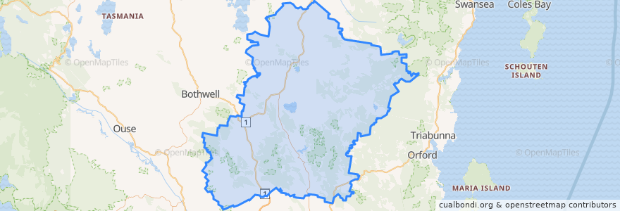 Mapa de ubicacion de Southern Midlands.