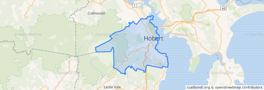 Mapa de ubicacion de City of Hobart.