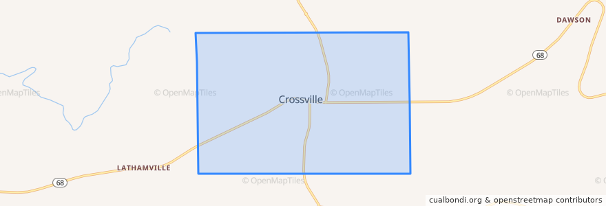 Mapa de ubicacion de Crossville.