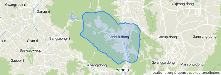 Mapa de ubicacion de 산북동.