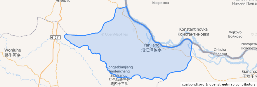 Mapa de ubicacion de 沿江满族达斡尔族乡.