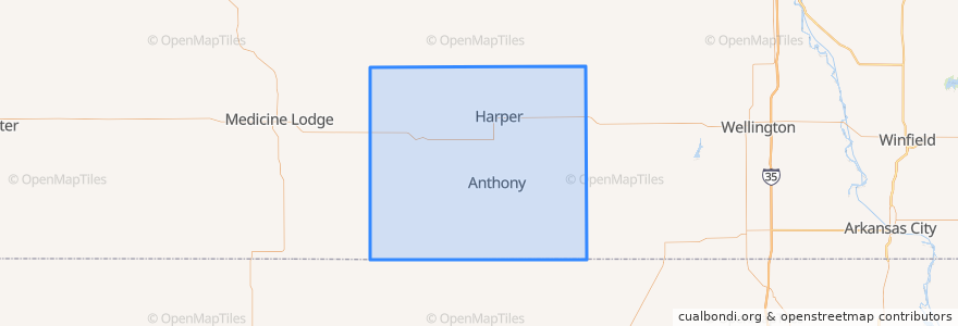 Mapa de ubicacion de Harper County.