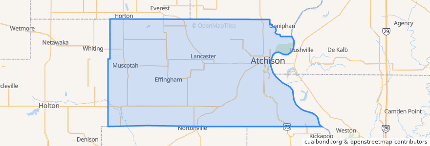 Mapa de ubicacion de Atchison County.