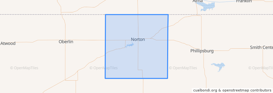 Mapa de ubicacion de Norton County.