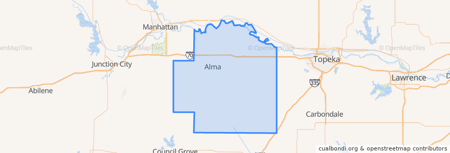 Mapa de ubicacion de Wabaunsee County.