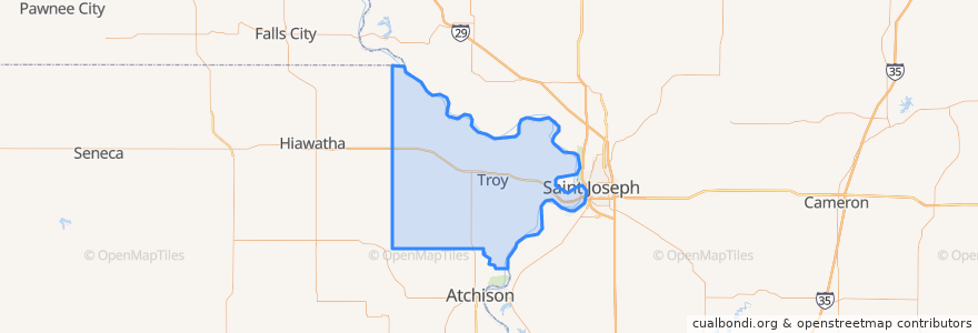 Mapa de ubicacion de Doniphan County.