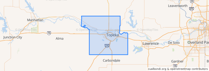 Mapa de ubicacion de Shawnee County.