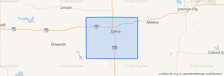 Mapa de ubicacion de Saline County.