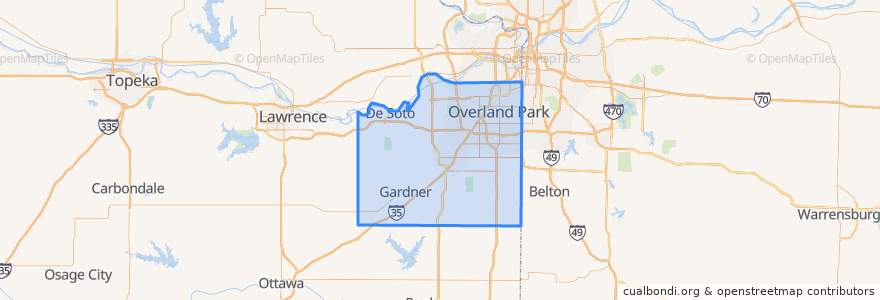 Mapa de ubicacion de Johnson County.