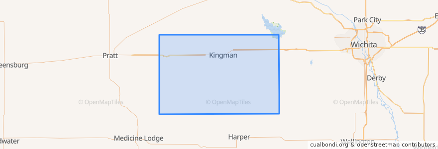 Mapa de ubicacion de Kingman County.