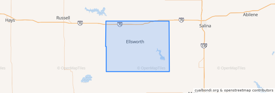 Mapa de ubicacion de Ellsworth County.