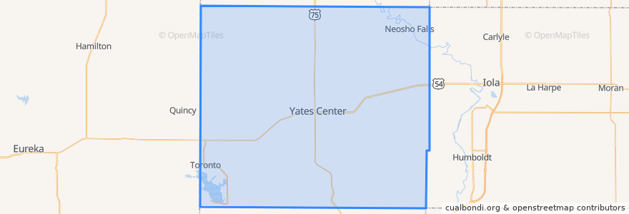 Mapa de ubicacion de Woodson County.