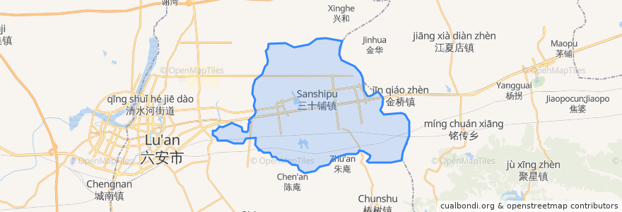 Mapa de ubicacion de 三十铺镇.