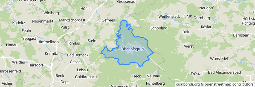 Mapa de ubicacion de Bischofsgrüner Forst.