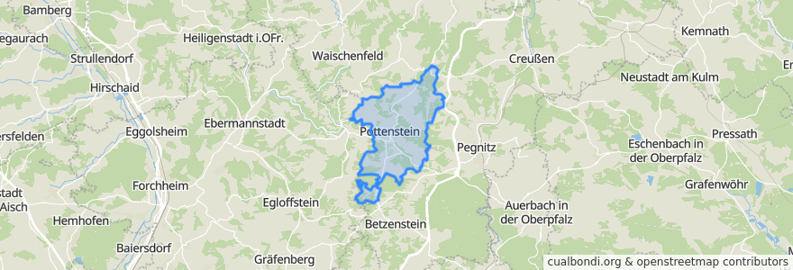 Mapa de ubicacion de Pottenstein.