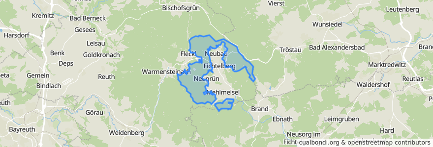 Mapa de ubicacion de Fichtelberg.