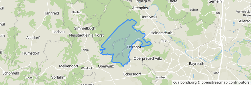 Mapa de ubicacion de Heinersreuther Forst.