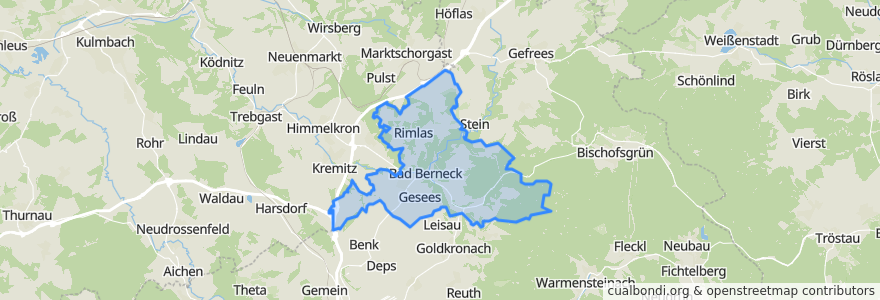 Mapa de ubicacion de Bad Berneck im Fichtelgebirge.