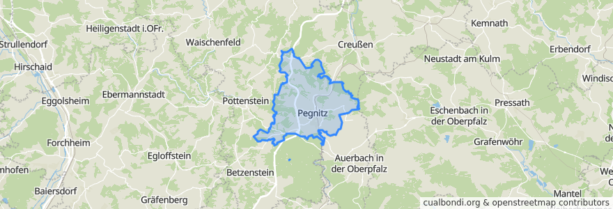 Mapa de ubicacion de Pegnitz.