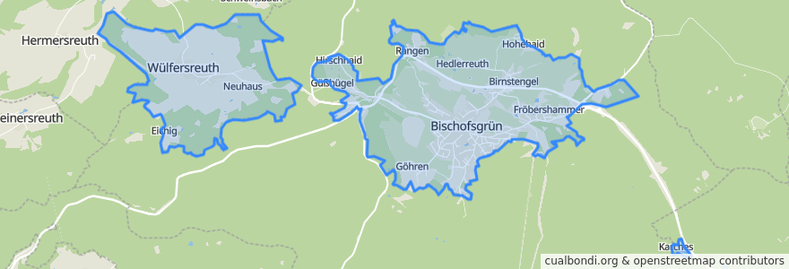 Mapa de ubicacion de Bischofsgrün.