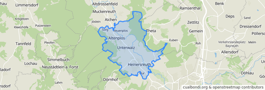 Mapa de ubicacion de Heinersreuth.