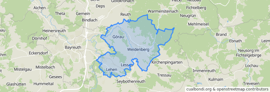 Mapa de ubicacion de Weidenberg.