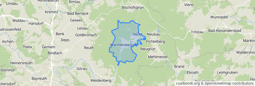 Mapa de ubicacion de Warmensteinach.