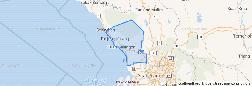 Mapa de ubicacion de Kuala Selangor.