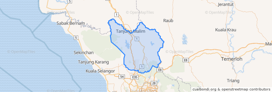 Mapa de ubicacion de Hulu Selangor.