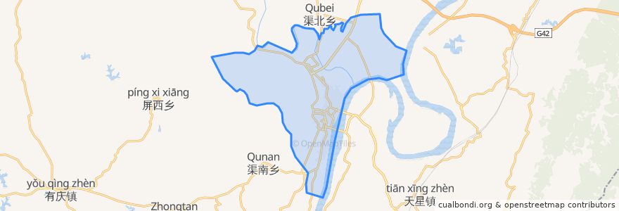 Mapa de ubicacion de Qujiang Subdistrict.