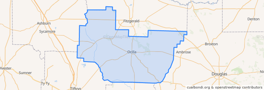 Mapa de ubicacion de Irwin County.