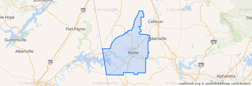 Mapa de ubicacion de Floyd County.