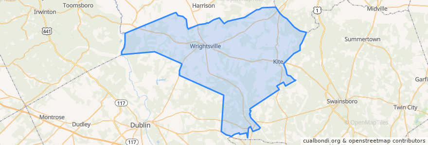 Mapa de ubicacion de Johnson County.