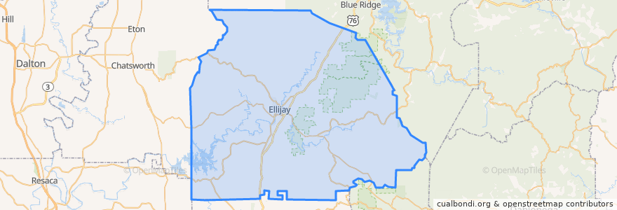 Mapa de ubicacion de Gilmer County.