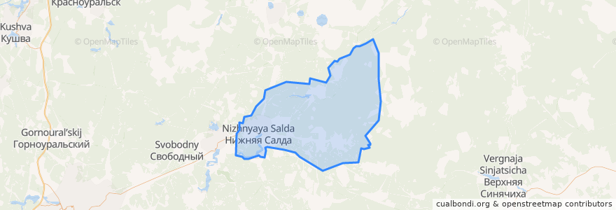 Mapa de ubicacion de городской округ Нижняя Салда.