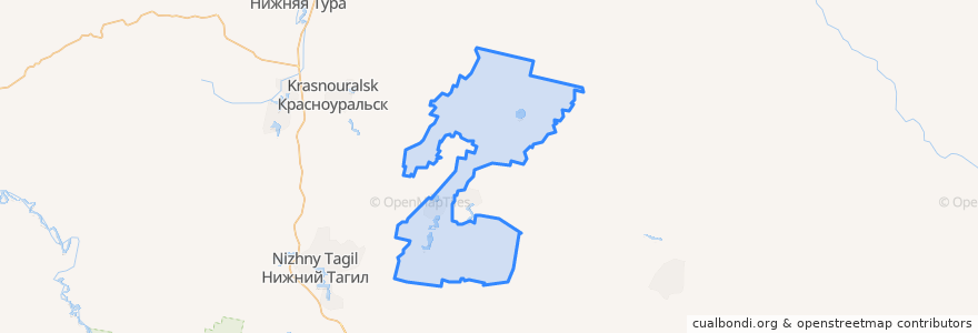 Mapa de ubicacion de Верхнесалдинский городской округ.