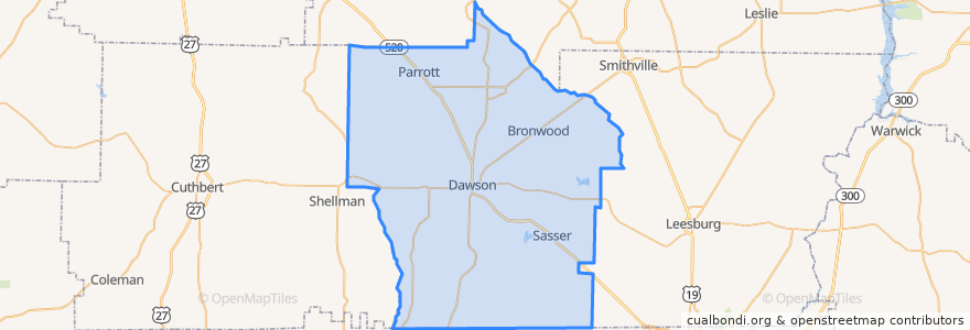 Mapa de ubicacion de Terrell County.