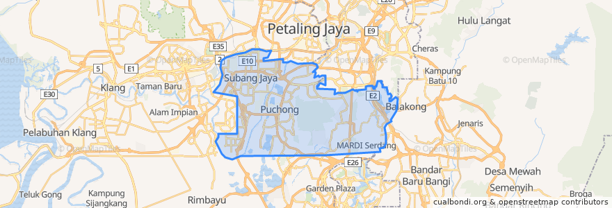 Mapa de ubicacion de Subang Jaya.