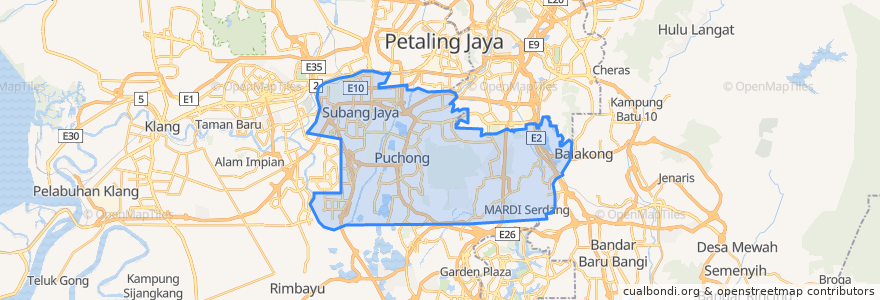 Mapa de ubicacion de Subang Jaya City Council.