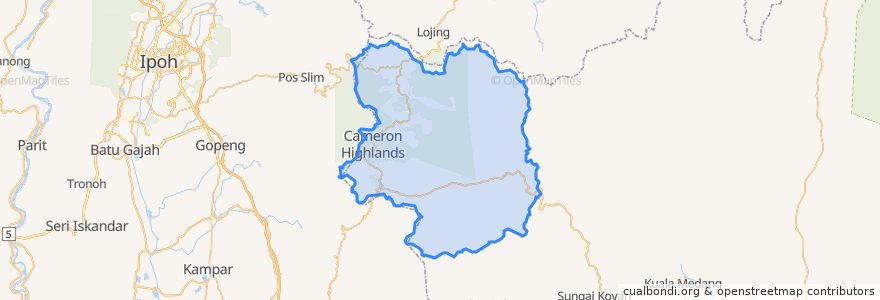 Mapa de ubicacion de Cameron Highlands.
