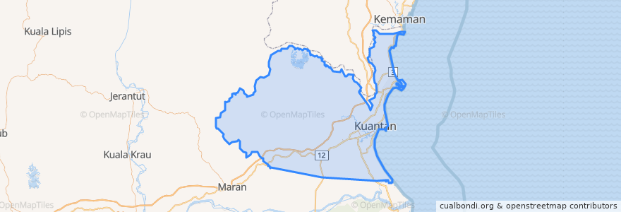 Mapa de ubicacion de Kuantan.