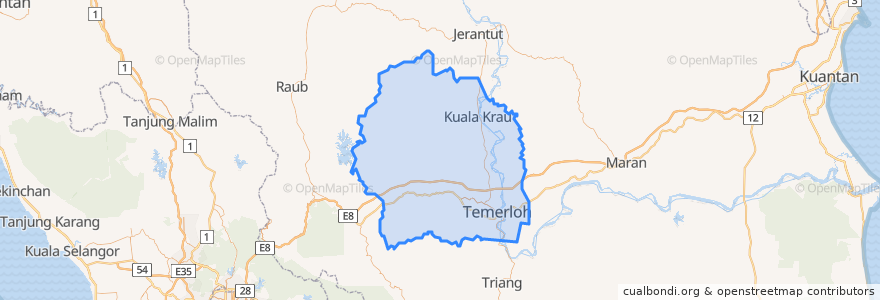 Mapa de ubicacion de Temerloh.